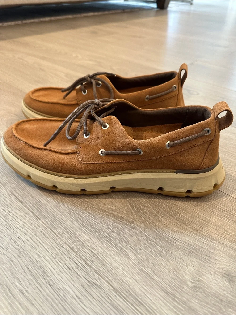 Men's Cole Haan Casual Suede Lace-Up Shoes in Chestnut Brown, size 10.5